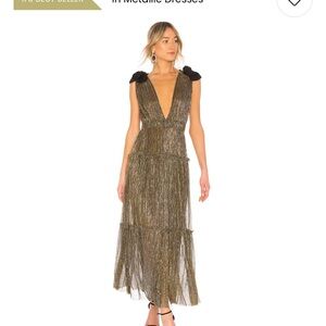 Sabina Musayev Ray Dress Gold Metallic size S